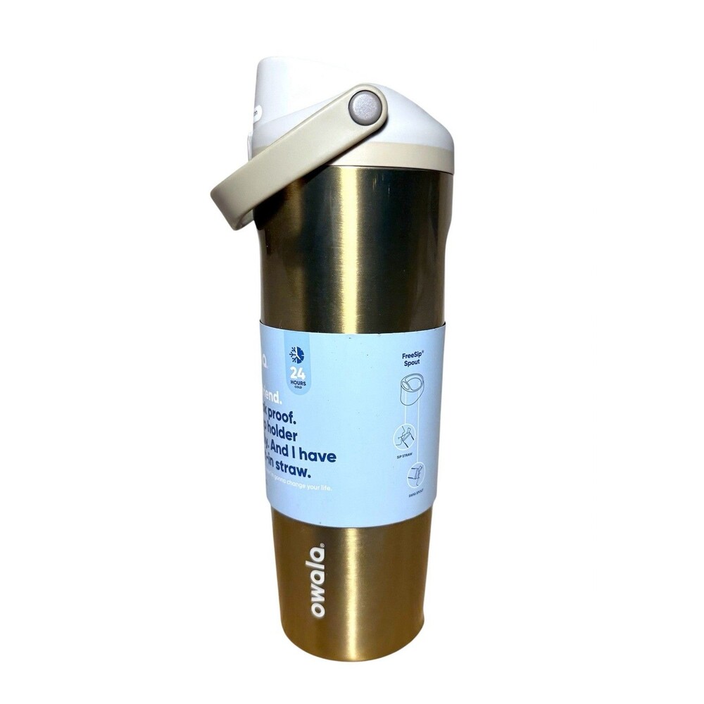 Owala FreeSip 30oz Stainless Steel Water Bottle Gold Holiday Edition NEW READ